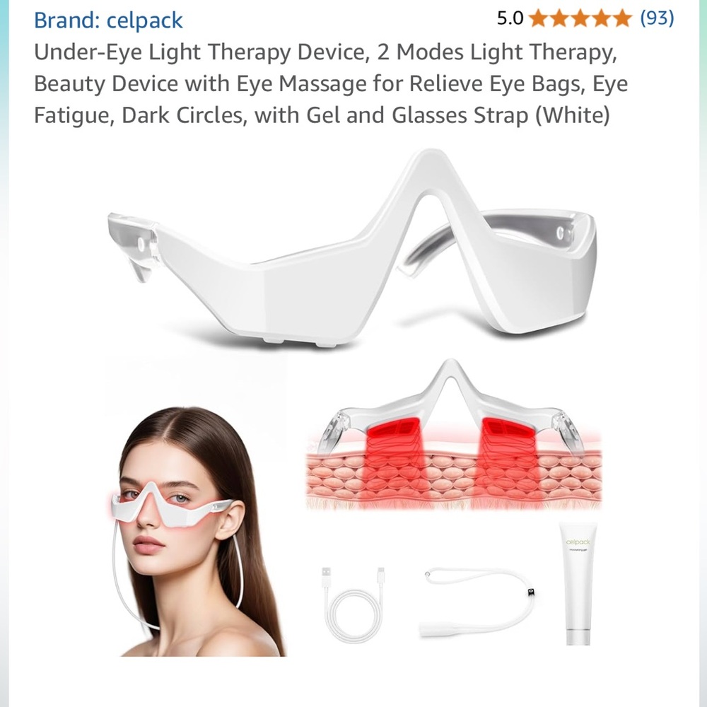 Celpack Under-Eye Light Therapy Device, 2 Modes Light Therapy rayed 5 🌟 NWT.
